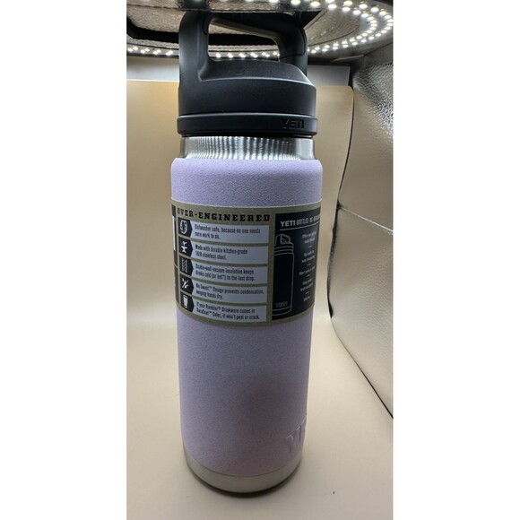 YETI Rambler 26oz Water Bottle Cherry Blossom Rare Textured Black Screw on Lid - Picture 2 of 3
